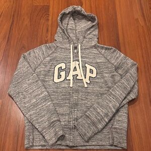 Cozy GAP hoodie Marled gray knit Like New Full Zip Logo Sweatshirt 
Size Small